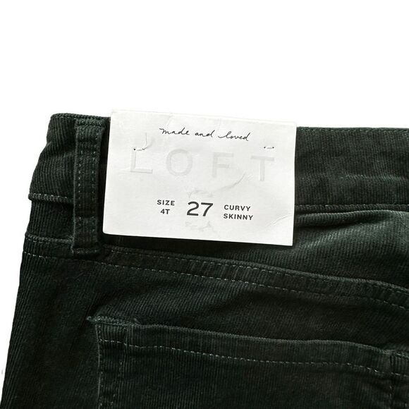 Loft Curvy Skinny Corduroy Dark Green Jeans - Picture 8 of 9